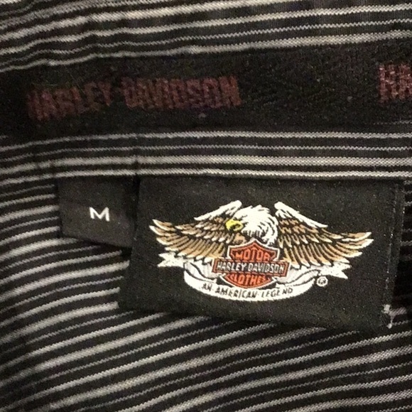 HARLEY Davidson striped button front shirt medium - Picture 7 of 9